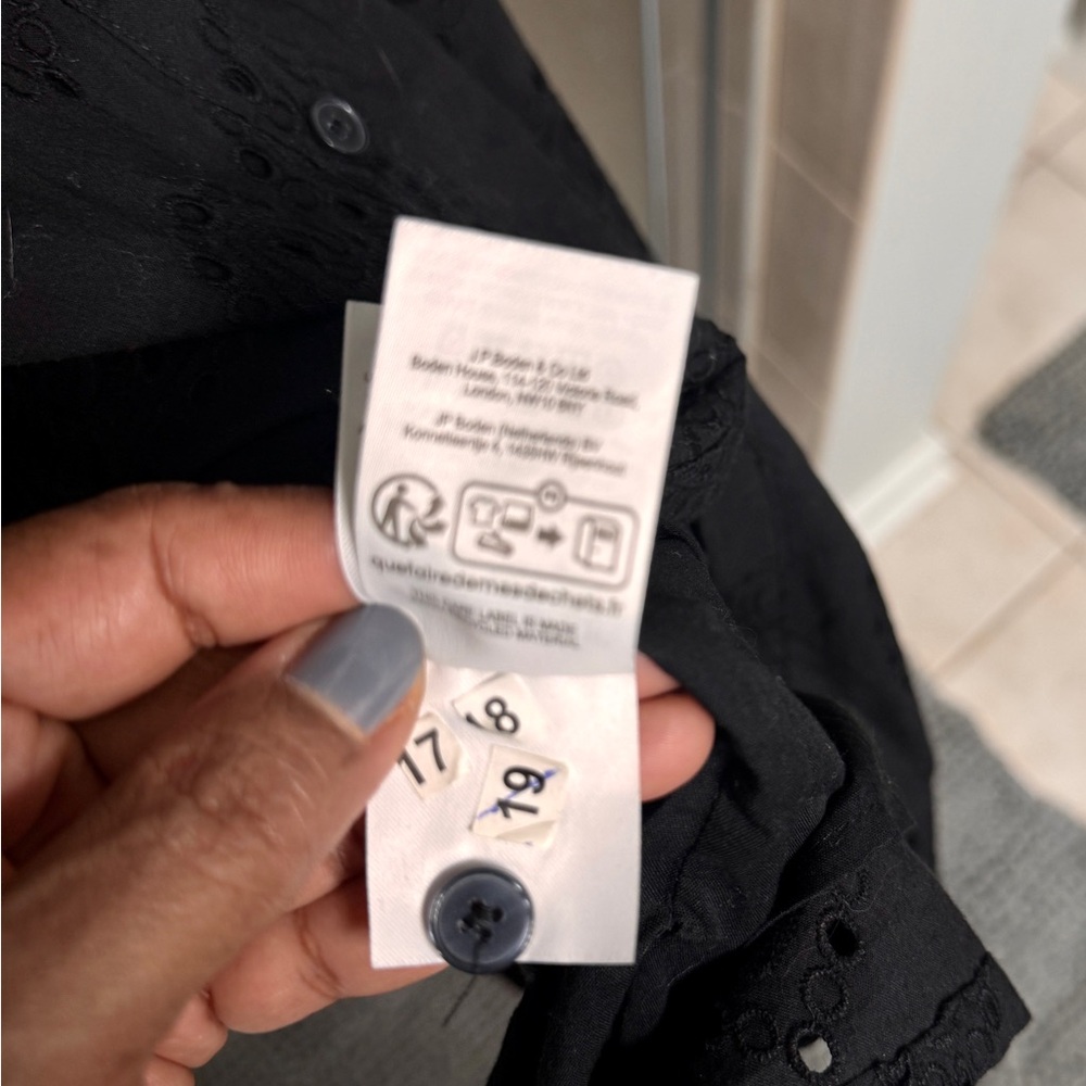 Boden Black Eyelet Button-Front Midi Dress - Picture 13 of 14